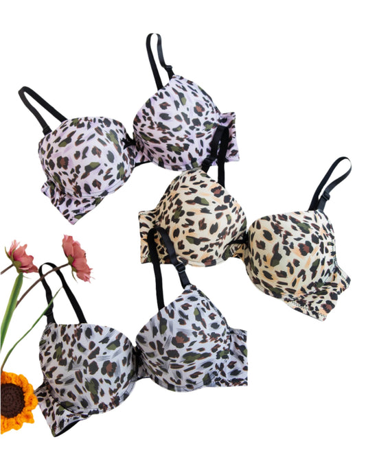 Animal Print Padded Push-up Wired Bra