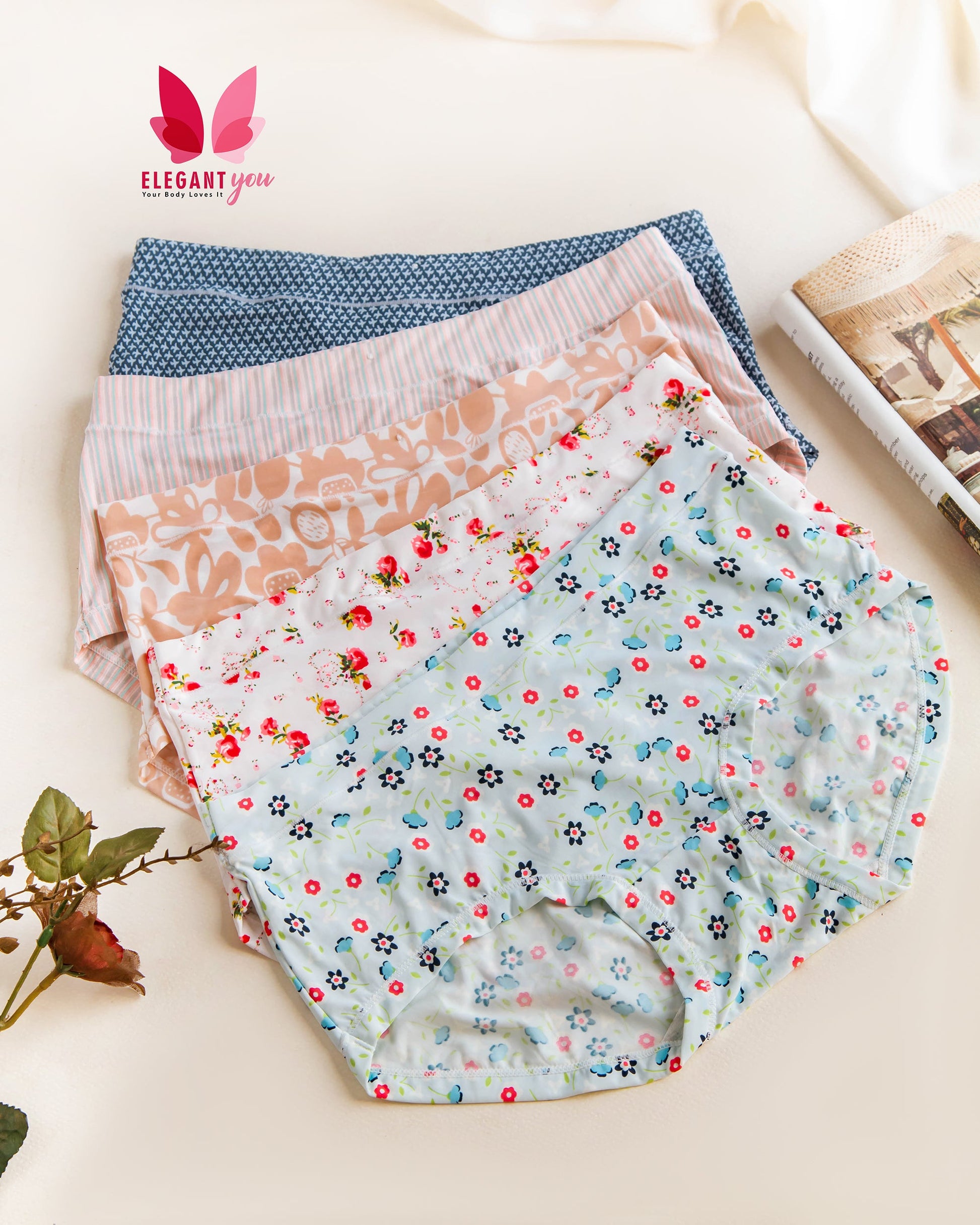 Ice Silk Flower Print Underwears