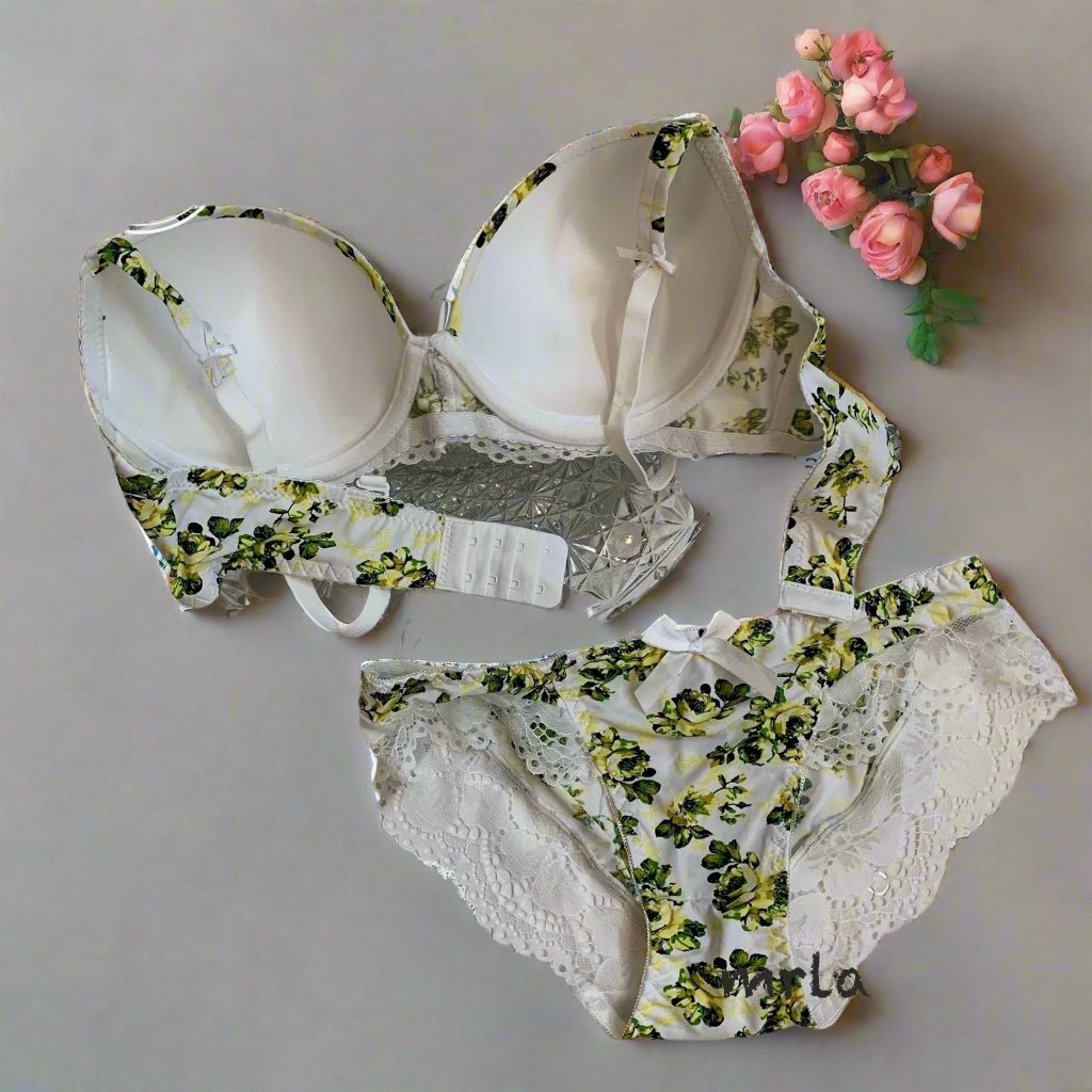 SPRING FLOWER THIN PAD BRA SET