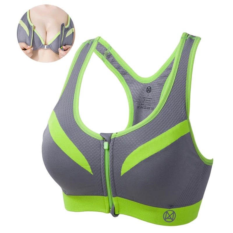 2 in 1 Zipper Sports Bra with Inside Padded Bra