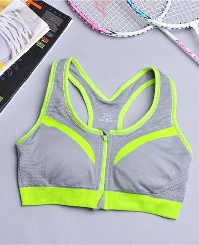 2 in 1 Zipper Sports Bra with Inside Padded Bra