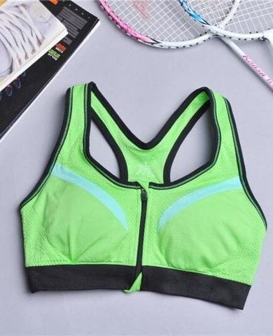 2 in 1 Zipper Sports Bra with Inside Padded Bra