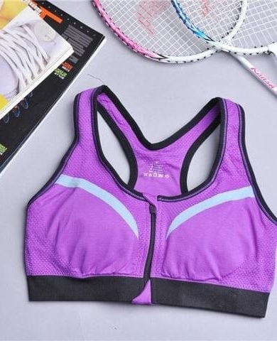 2 in 1 Zipper Sports Bra with Inside Padded Bra